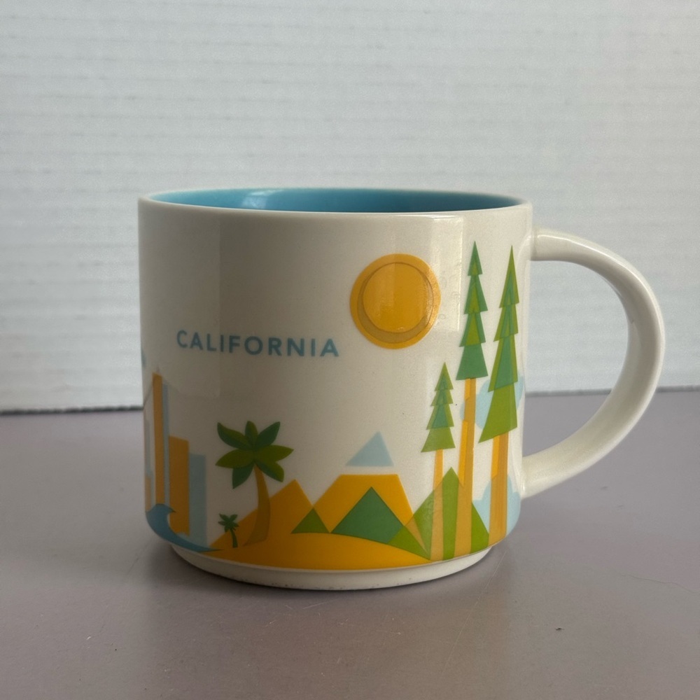Starbucks California Ceramic Mug - White Exterior, Blue Interior